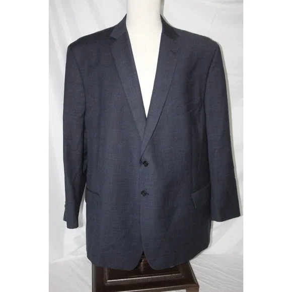 JOE Joseph Abboud Men's 52R Navy Blue Wool Blazer Sport Coat 2 Btn Subtle Check